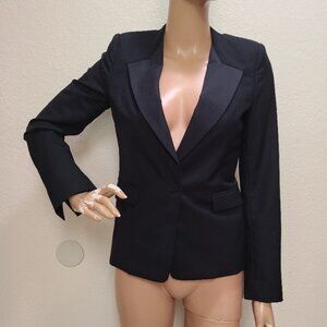 KARL KARL LAGERFELD WOOL FITTED TAILORED TUXEDO BLAZER JACKET sz FR 34 IT 38